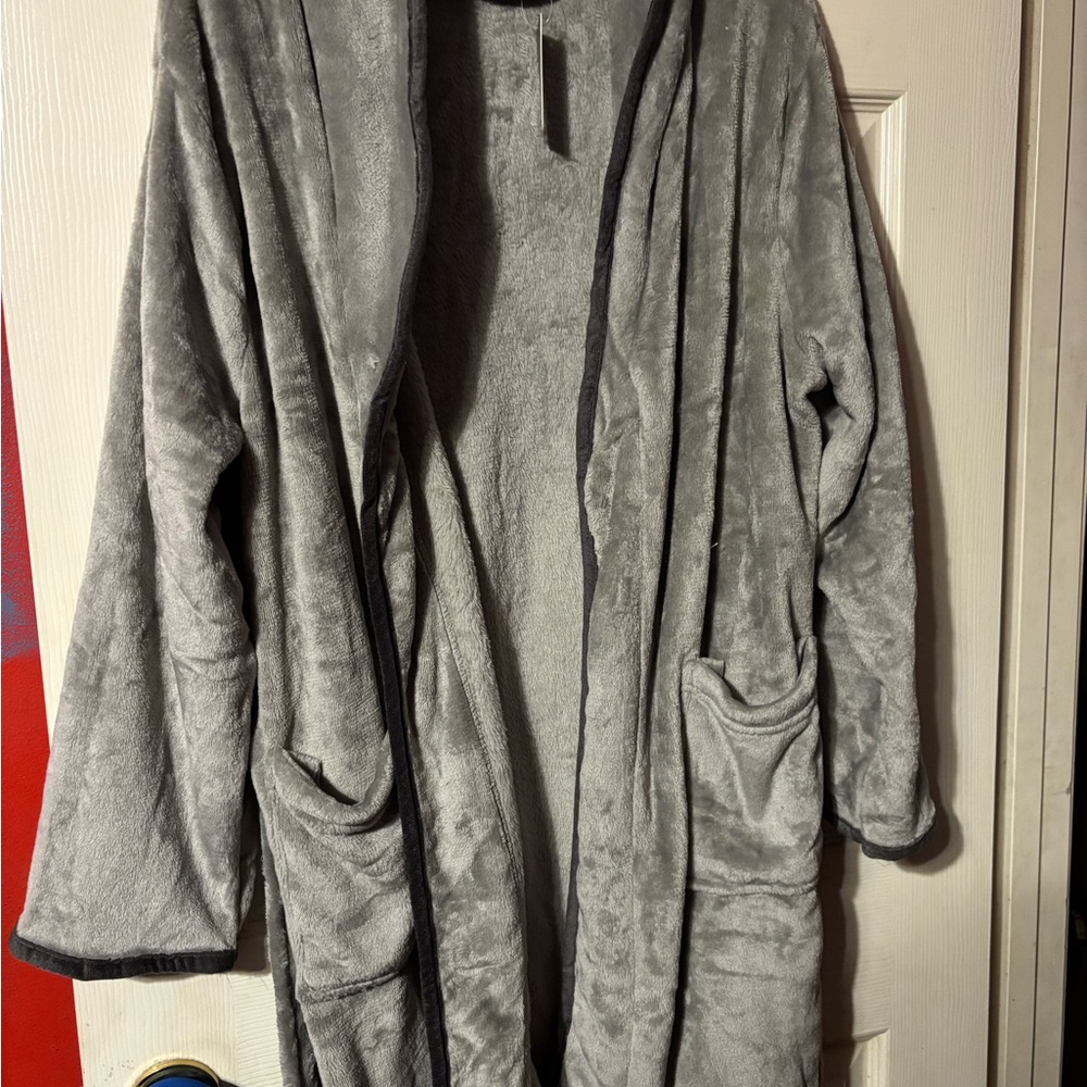 Cozy Gray Plush Robe
